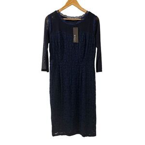 Allegra K  Dress Mesh Sheer Long Sleeve Stretch Knit Floral Lace Bodycon Large